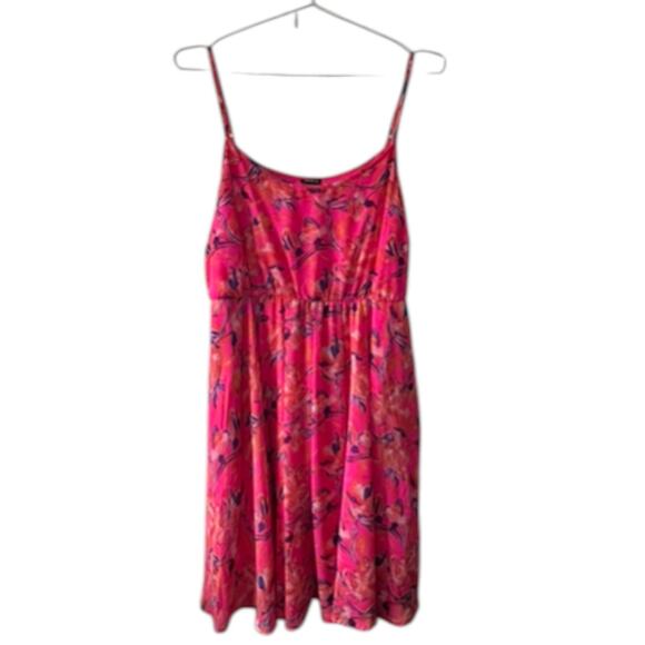 Torrid Bright Pink Floral Pleated Chiffon Midi Sleeveless Dress 22/24 3X New - Picture 1 of 6